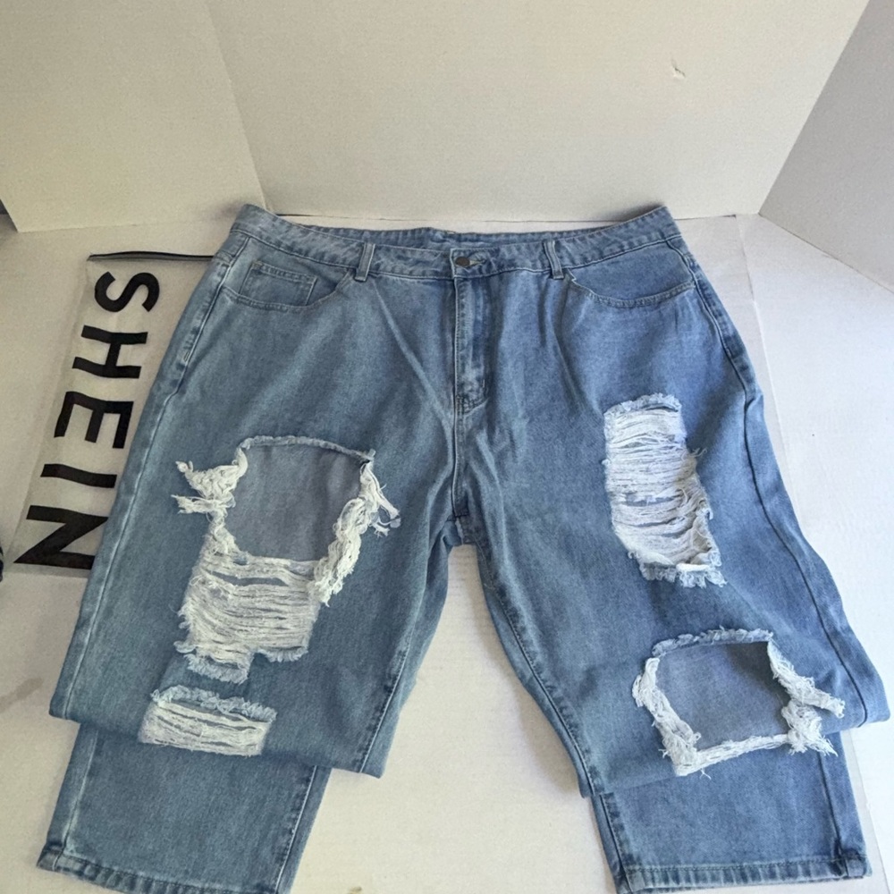 SHEIN women’s Ripped Light Blue Jean Shorts